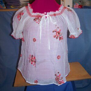 Chenault NWT Boho Embroidered Blouse Sz S
